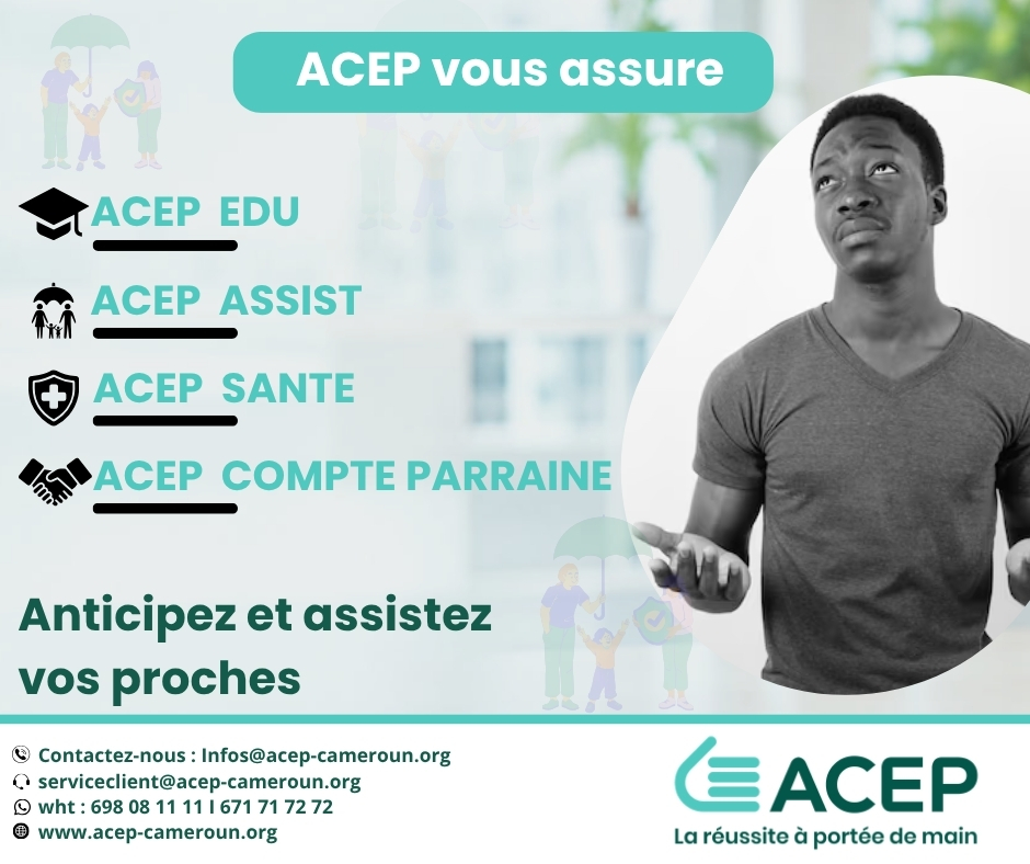Affiche ACEP vous assure : EDU, Assist, Santé et Compte parrainé